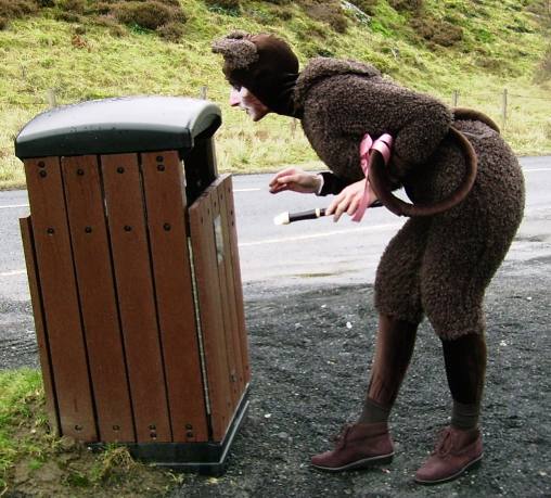 Mouse explores dustbin